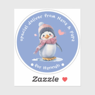 Blå Baby Penguin-juletikett för barn Gift-etikett Klistermärken
