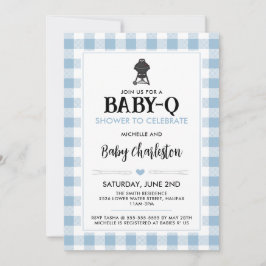 Blå Baby-Q Baby Shower Inbjudan | BBQ-fest