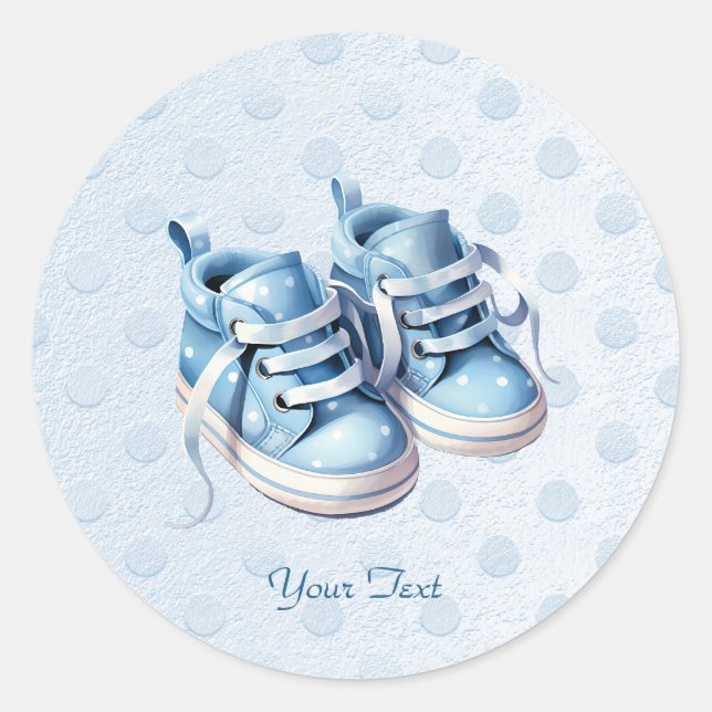 Blå Baby Shoes Sticker Runt Klistermärke (Framsida)
