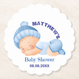 Blå baby shower, baby pojke shower underlägg papper