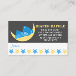 Blå Baby Sleeping Boy Bear Diaper Raffle Biljett Tilläggskort