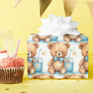 Blå Baby Småbarn Nalle Gift Wrapping Papper Presentpapper