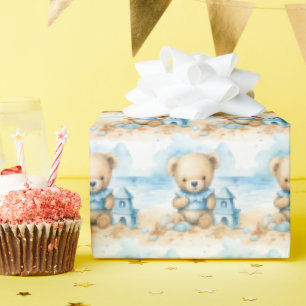 Blå Baby Småbarn Nalle Gift Wrapping Papper Presentpapper