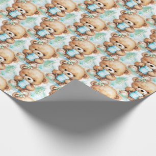 Blå Baby Småbarn Nalle Gift Wrapping Papper Presentpapper