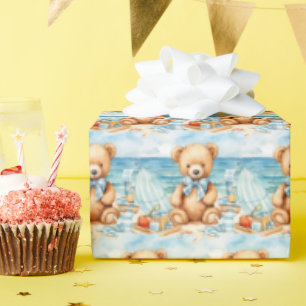 Blå Baby Småbarn Nalle Gift Wrapping Papper Presentpapper