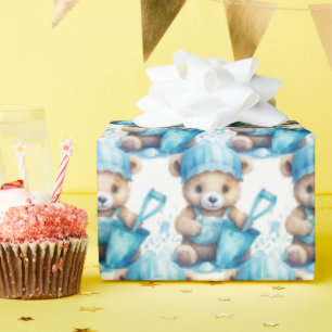Blå Baby Småbarn Nalle Gift Wrapping Papper Presentpapper