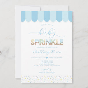Blå Baby Sprinkle Baby Shower Inbjudningar