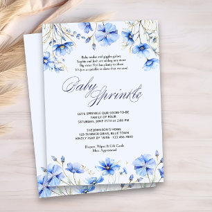 Blå Baby Sprinkle-dikt Blommig Baby Shower Inbjudningar