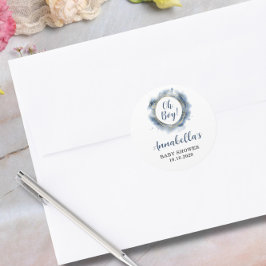 Blå babyboy shower runt klistermärke