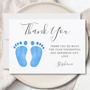 Blå Babyskor Baby Shower Tack Kort