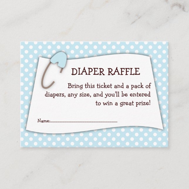 Blå babyskor Diaper Raffle Biljett Infoga Tilläggskort (Framsida)