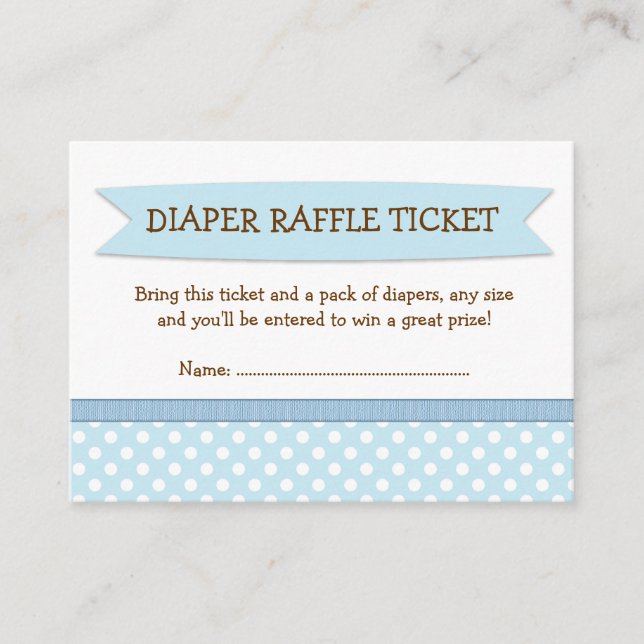 Blå babyskor Diaper Raffle Biljett Infoga Tilläggskort (Framsida)