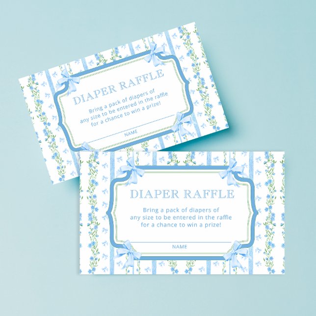 Blå babyskor Diaper Raffle Biljett Tilläggskort (Skapare uppladdad)