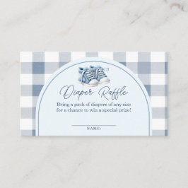 Blå babyskor Gingham Baby Shower Blöja Lotteri Tilläggskort