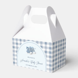 Blå babyskor Gingham pojkmössa Baby Shower Presentaskar