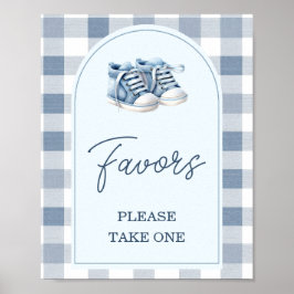 Blå babyskor Gingham-skor Baby Shower-presenter Poster