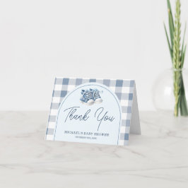 Blå babyskor Gingham-skor Baby Shower Vikt kort