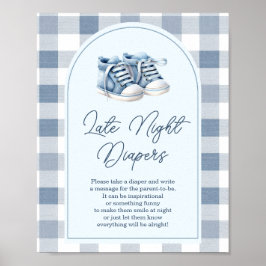 Blå babyskor Gingham-strumpor Sängvätning för bebi Poster