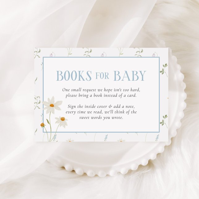 Blå babyskor Vår Blommigt Bow Diaper Raffle Tilläggskort (Skapare uppladdad)