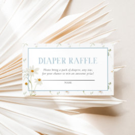 Blå babyskor Vår Blommigt Bow Diaper Raffle Tilläggskort