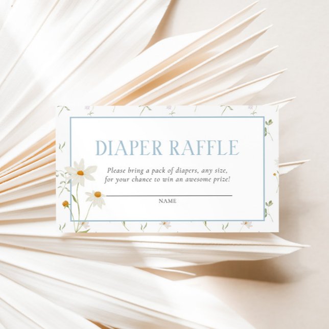 Blå babyskor Vår Blommigt Bow Diaper Raffle Tilläggskort (Skapare uppladdad)