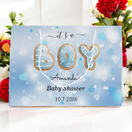 Blå babystövel Hearts Mönster Gift Bag
