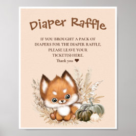 Blå babyvisningsskylt Boho Diaper Raffle Sign Poster