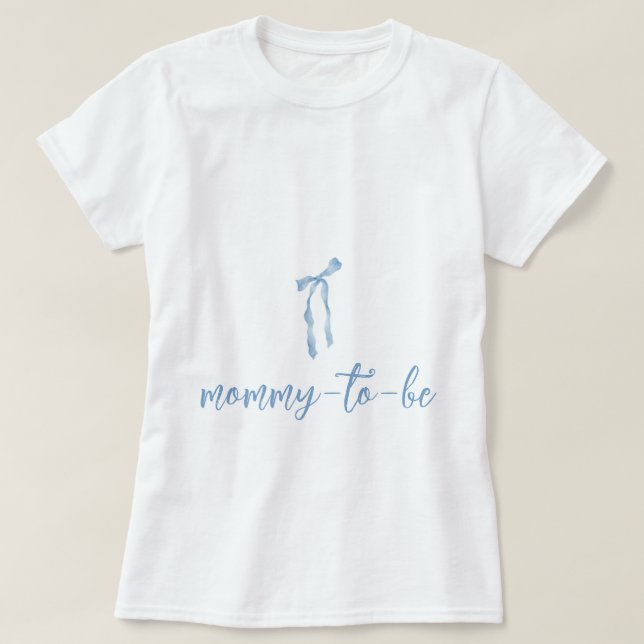Blå bågar, babydusch, mamma att vara t shirt (Design framsida)