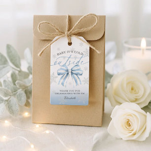 Blå båge baby det är kallt ute baby shower presentetikett
