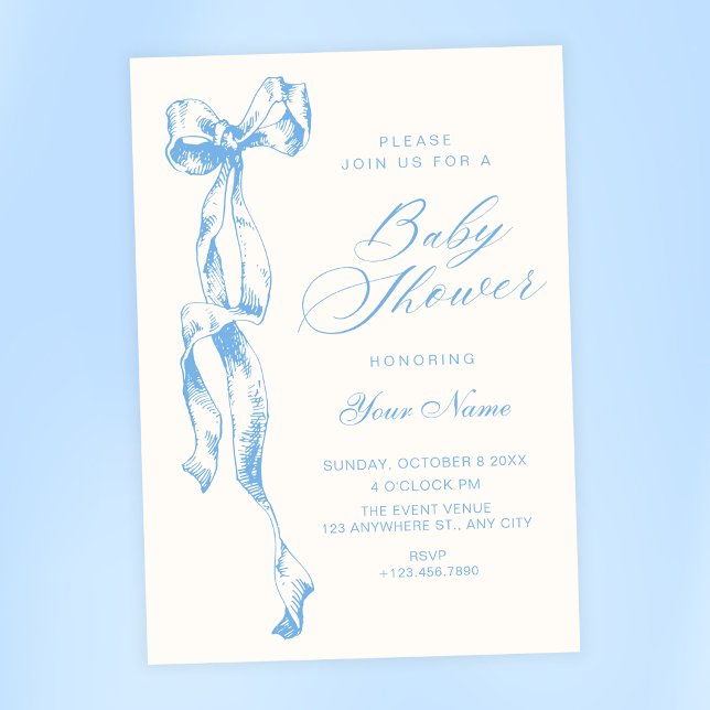 Blå båge baby shower inbjudningar (Skapare uppladdad)