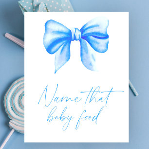 Blå båge baby shower Namnge den där barnmaten spel Poster