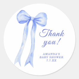 Blå båge Baby shower Tack Runt Klistermärke