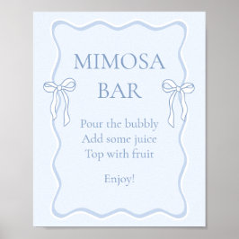 Blå båge bröllopsdusche Mimosa Bar Poster