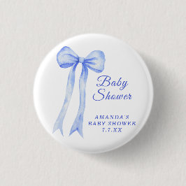 Blå båge Det är en pojke Baby shower Knapp