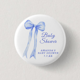 Blå båge Det är en pojke Baby shower Knapp