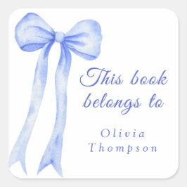 blå båge - det här bok tillhöret till fyrkantigt klistermärke