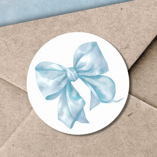 Blå båge Enkel bröllops- eller baby shower Runt Klistermärke