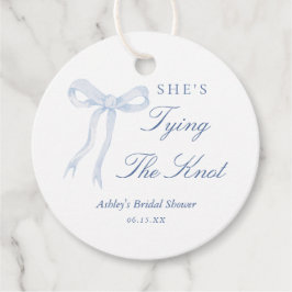 Blå båge Hon knyter knuten Bröllopsdusch Gåvor Etiketter