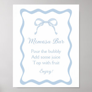 Blå båge knyter knuten bröllopsfest Mimosa Bar Poster