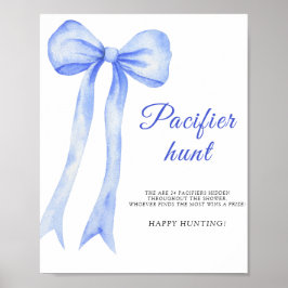 Blå båge - nappjakt baby shower spel poster