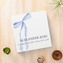 Blå båge pojke baby shower minnessaker 3-ring bind