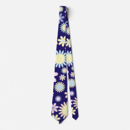 Blå Bakgrund Blommönster Slips