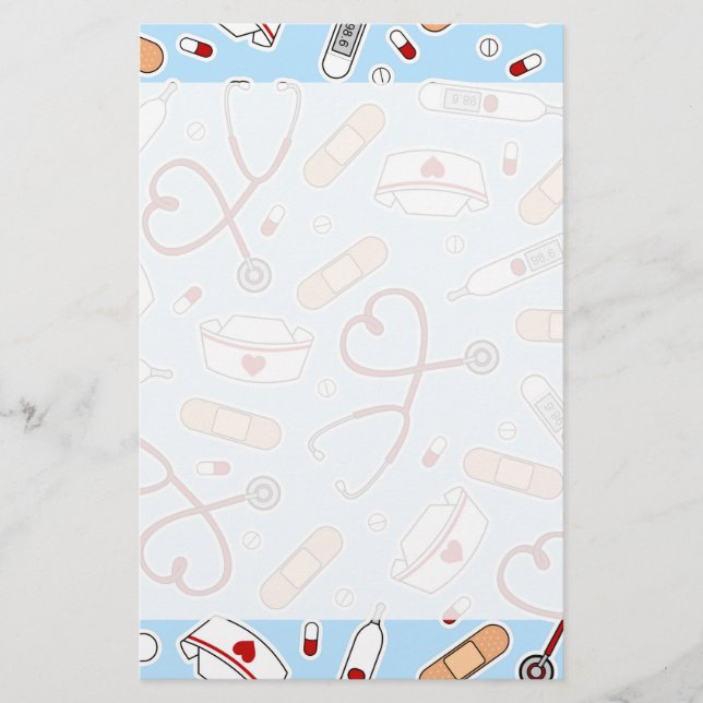 Blå bakgrund för Nurse Kärlek Brevpapper (Framsida)