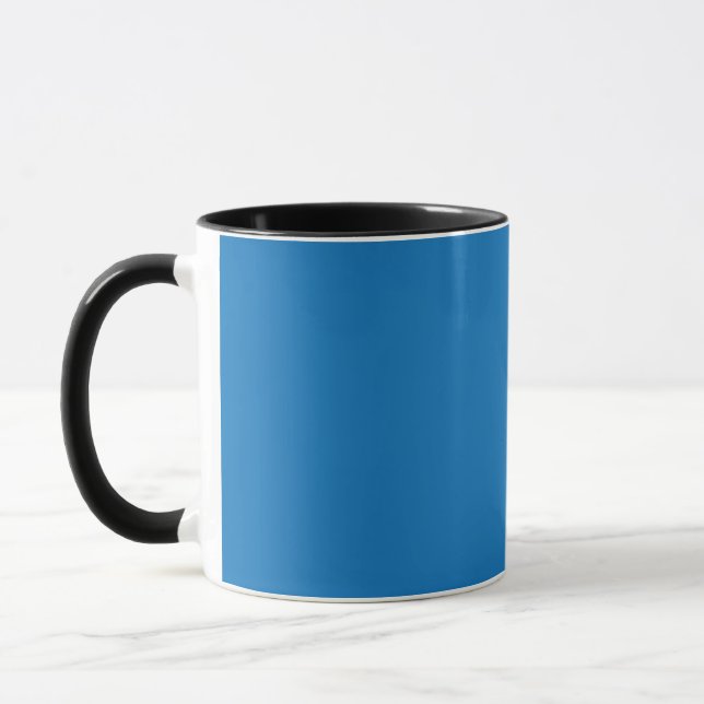 blå bakgrund med svart och vit klocka mugg (Vänster)