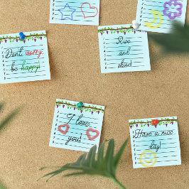 Blå bakgrund med vinodling 3 tum x 3 tum post-it block