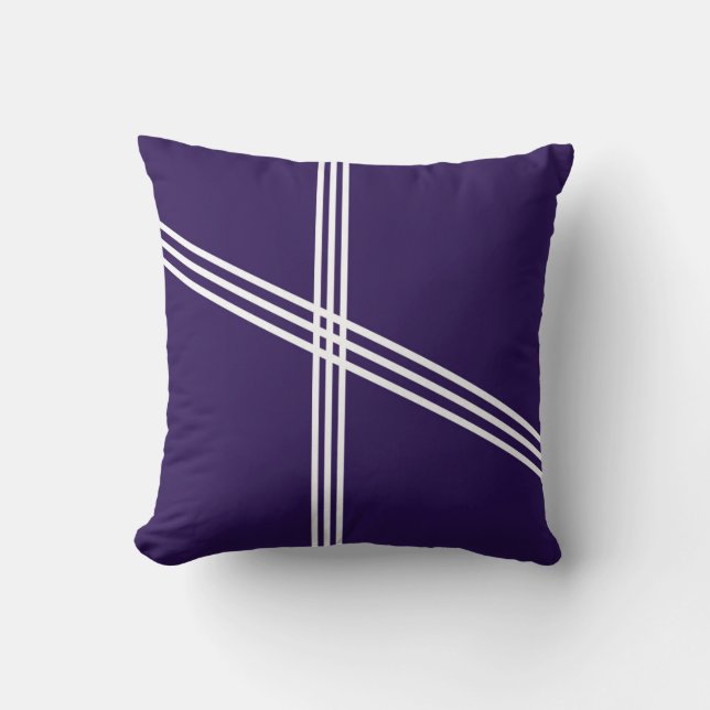 Blå bakgrund med vit linjer kudde (Framsida)