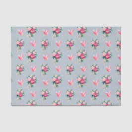 Blå bakgrund, Rosa Flowers och Heartors