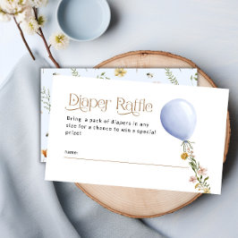 Blå baljong-Wildblommor Diaper Raffle Baby Shower Tilläggskort