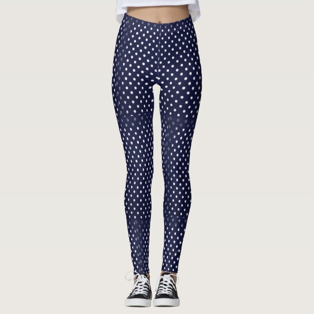 Blå baljor med vita prickar leggings (Framsida)