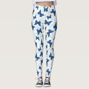 Blå baljväxter av arten Teal Monarch Butterfly Mön Leggings